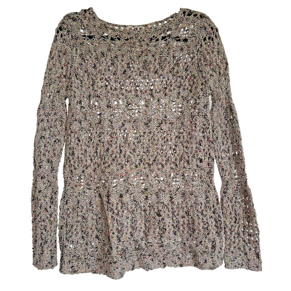 Soft Surroundings Sz M Pointelle Colorful Open Knit Sweater Beach Boho - Picture 1 of 10